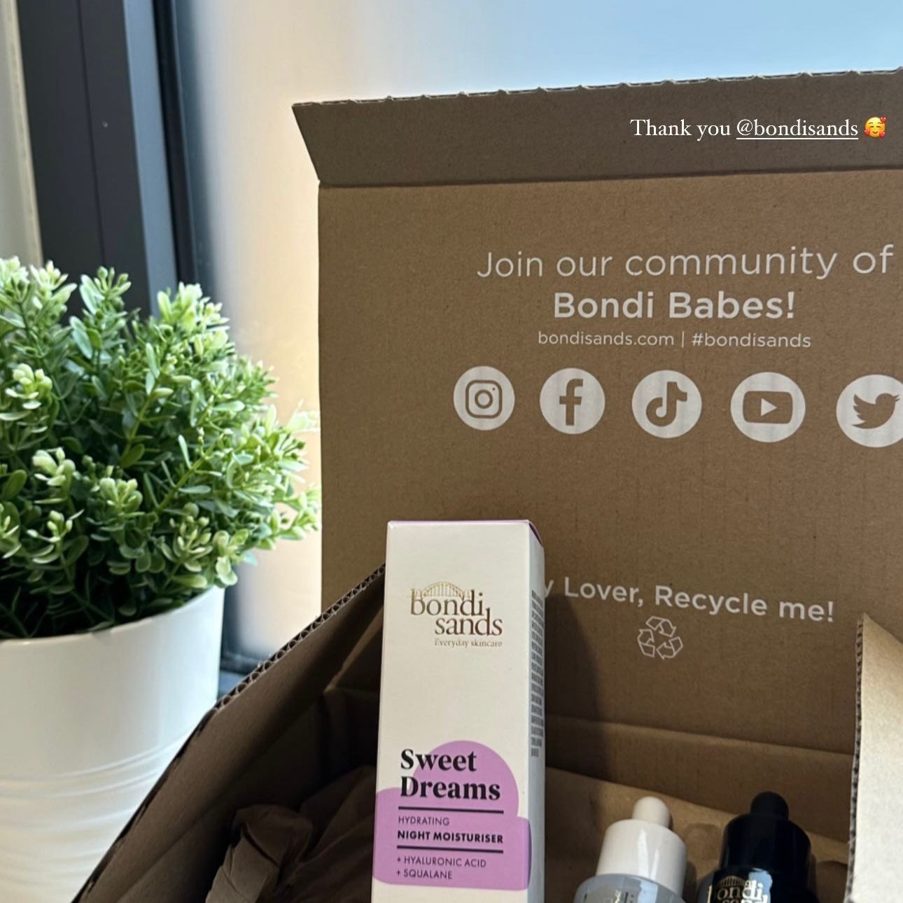 Instagram Story of a box of Bondi Sands products