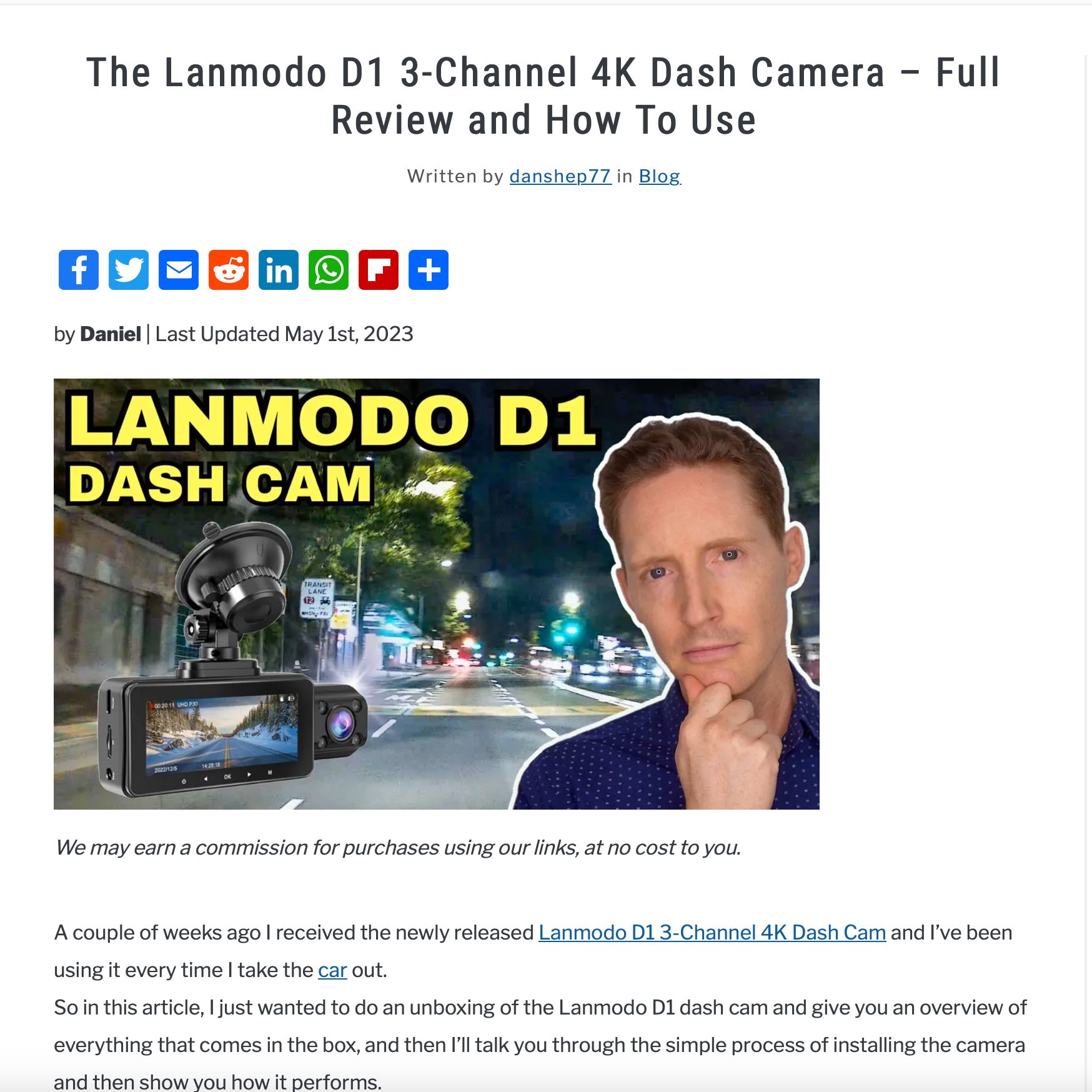 Review of the Lanmodo D1 Dash-Cam