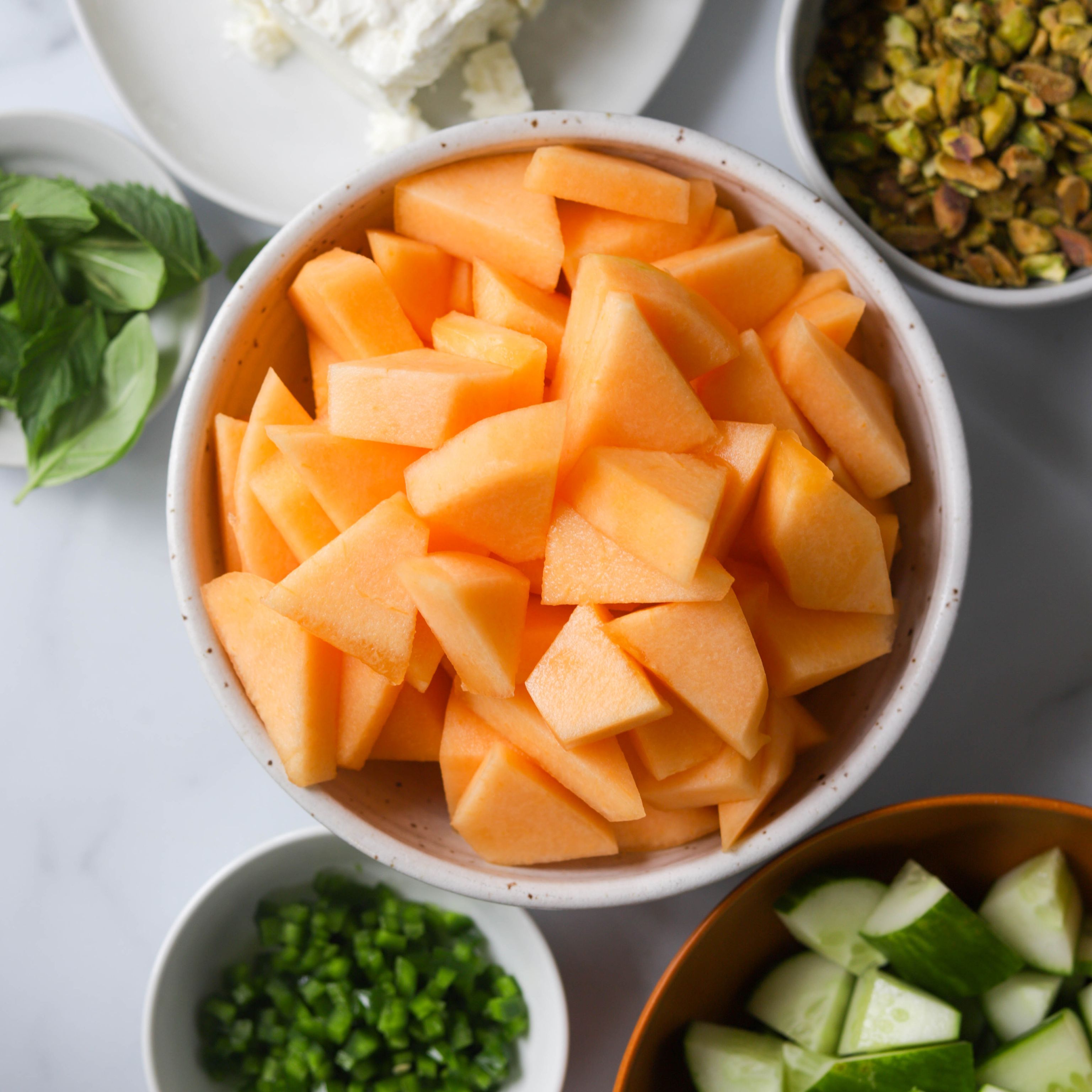 Salad ingredients for California Cantaloupes