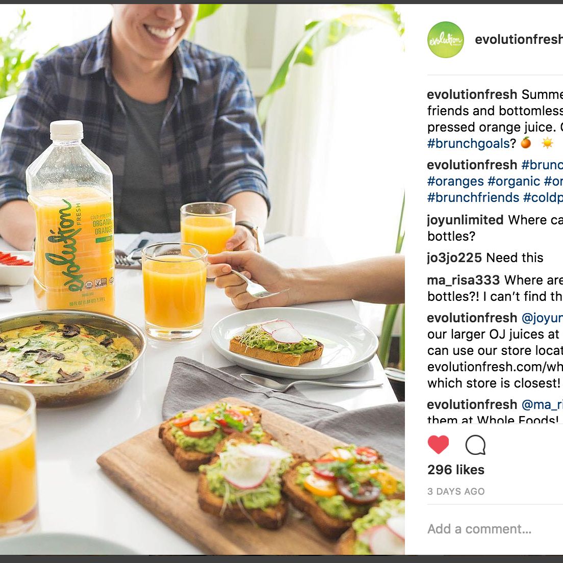 lifestyle brunch photo with featured product juice