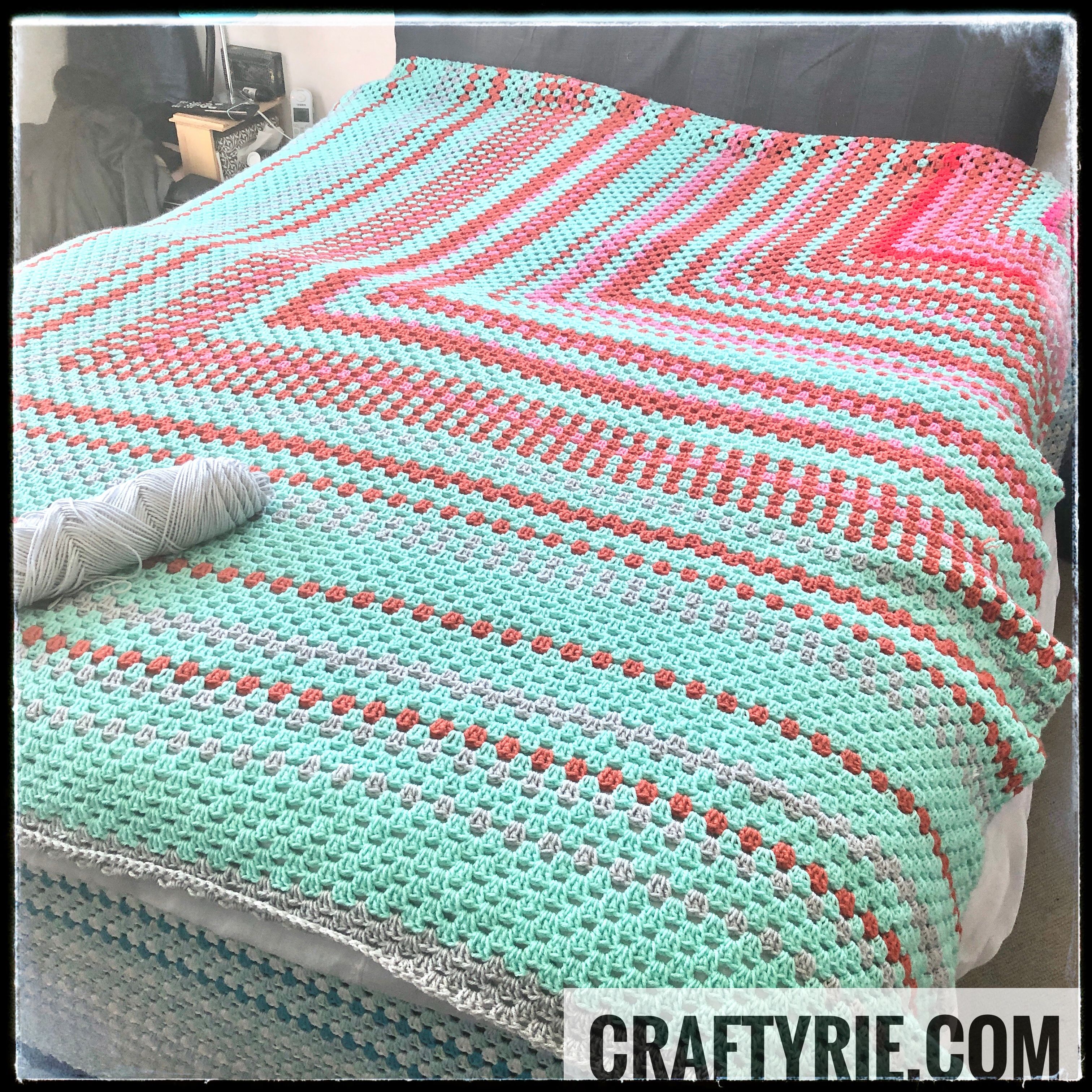 A blanket made from yarn from collab.